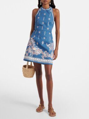 Alémais Acacia printed halterneck cotton minidress